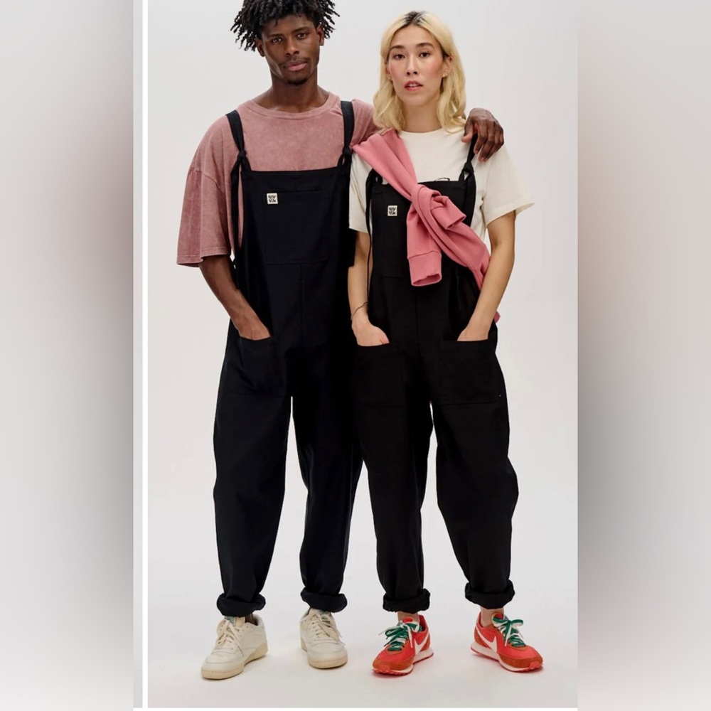 Lucy and Yak cotton dungarees overalls black